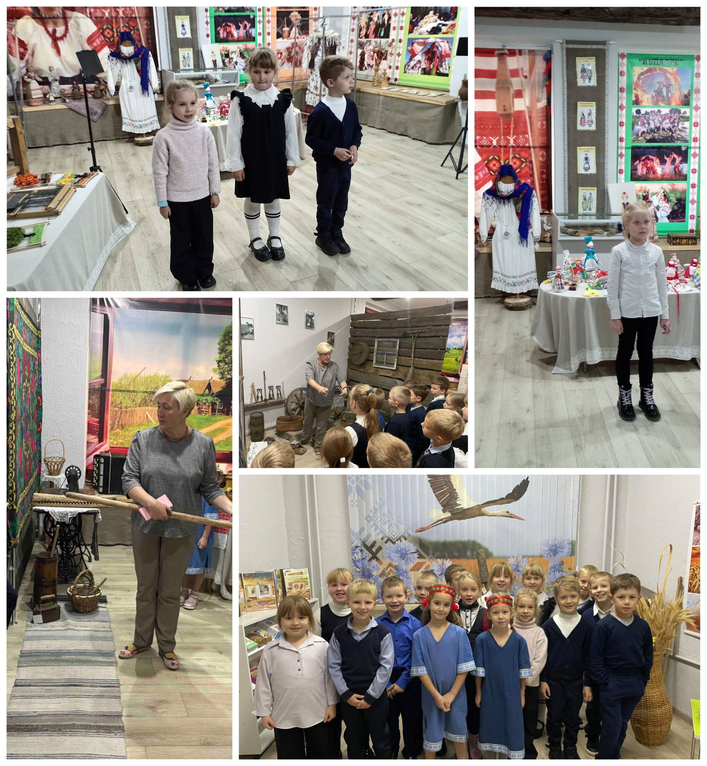 <p>29 и 30 сентября в нашем музее «Спадчына» прошла экскурсия для первоклассников из ГУО «Средняя школа № 5 г.Светлогорска». Ребята увидели много интересного и необычного, просмотрели видеоролик о ткачестве и гончарстве, могли прикоснутся к экспонатам и оценить их уникальность. В музей первоклашки пришли с сюрпризом: они прочитали стихотворения на родном языке о нашей прекрасной стране. Мы надеемся, что наша встеча будет не последней, и ребята еще раз придут к нам в гости.</p>
