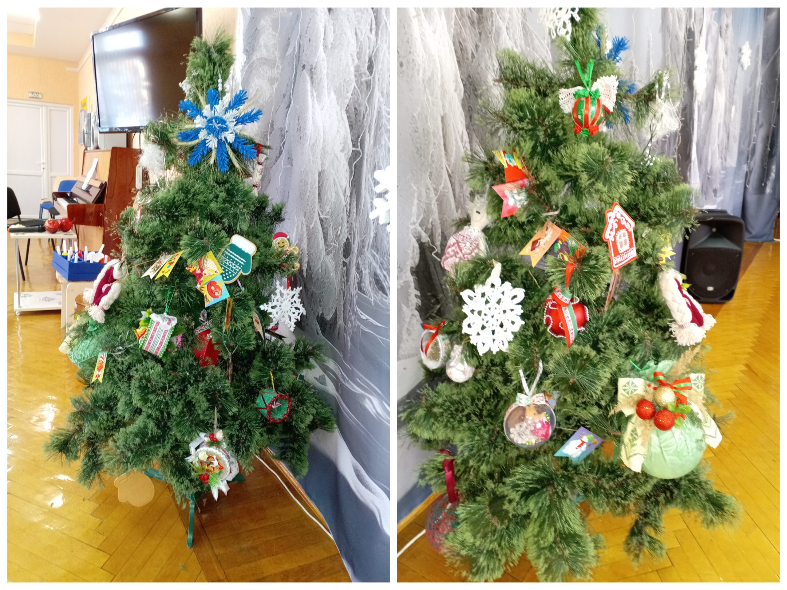 <p>ВЫСТАВКА ЕЛОЧНЫХ УКРАШЕНИЙ С БЕЛОРУССКИМИ МОТИВАМИ<br />
В рамках работы ресурсного центра проходит выставка елочных игрушек, созданных руками педагогов и семей воспитанников. Все участники выставки награждены памятными дипломами участников выставки. Елочные украшения разместили на елочку в музыкальном зале. Все гости и дети, пришедшие на утренник могут полюбоваться необычными украшениями, созданными с большой теплотой и любовью в нашей Родине. Такие уникальные елочные игрушки радуют не только глаз гостей, но и открывают праздничное настроение в предверии Нового года.</p>
